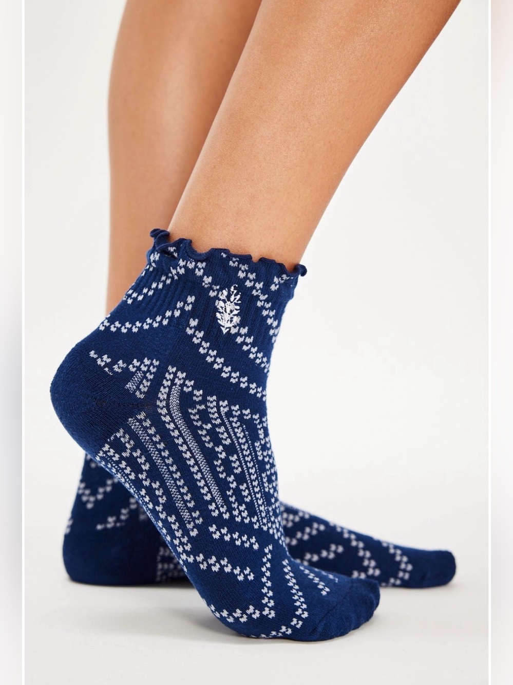 NWT Free People FP Movement Printed Ruffle Crew Socks